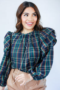 Holiday Happening Plaid Shift Top