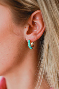 Touch Of Color Huggie Earrings In Turquoise