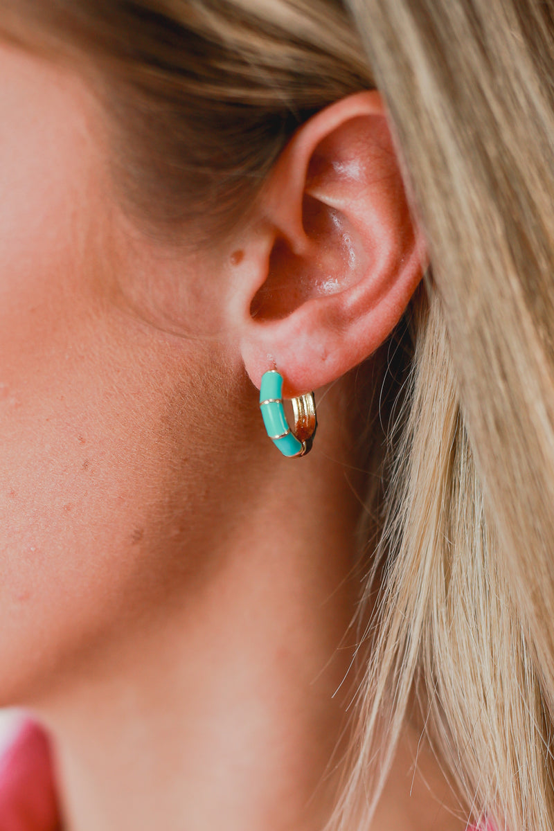 Touch Of Color Huggie Earrings In Turquoise