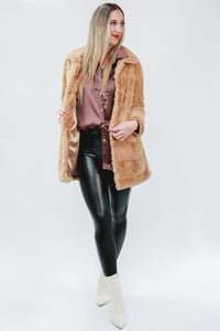 Wifey Material Faux Fur Jacket In Camel