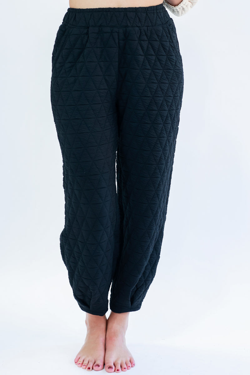 Comfort Days Quilted Joggers In Black