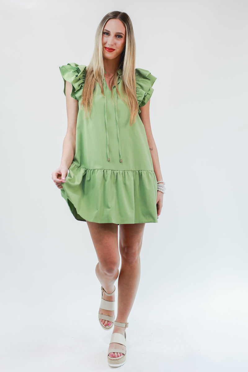 Spring Patio Shift Dress In Sage