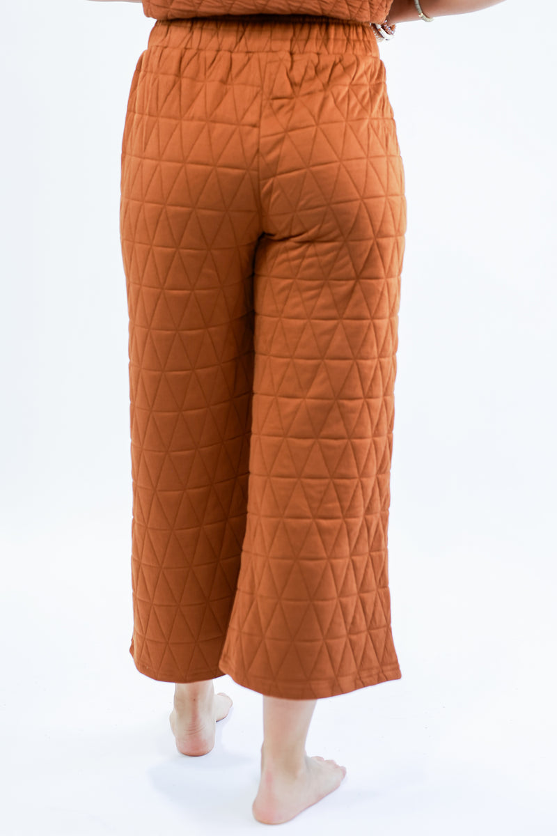 Comfort Days Quilted Pants In Rust