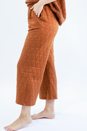 Comfort Days Quilted Pants In Rust