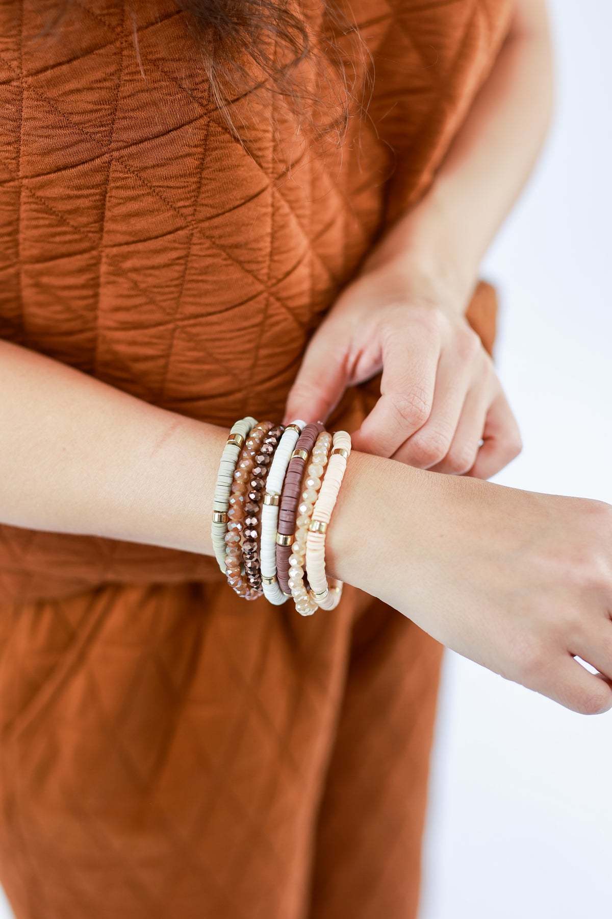 Beauty Babe Beaded Bracelet Stack In Neutral