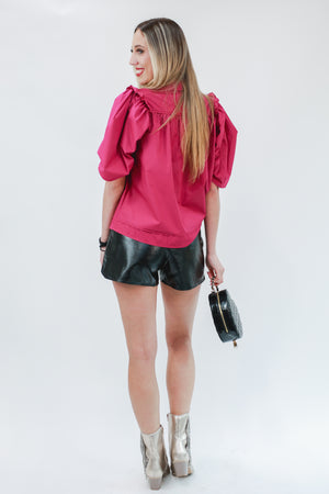 The Victoria Faux Leather Shorts In Black