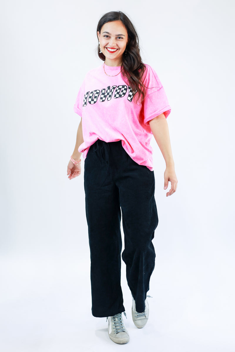 Howdy Checkered Tee In Pink