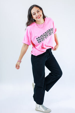 Howdy Checkered Tee In Pink