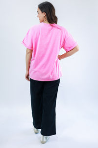 Howdy Checkered Tee In Pink