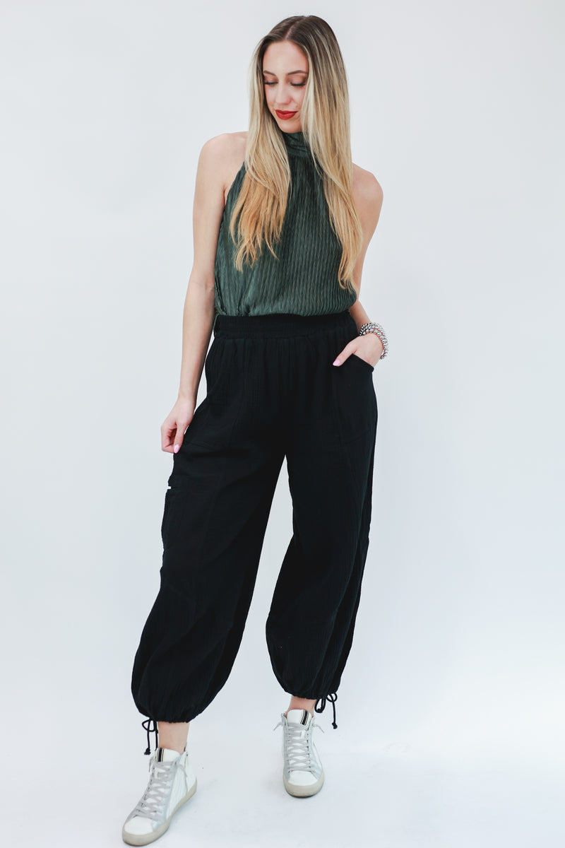 Park Stroll Gauze Jogger Pant In Black