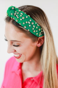 Trend Alert Rhinestone Headband In Kelly Green