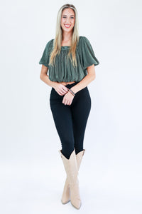 Desert Sage Pleated Top