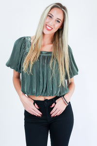 Desert Sage Pleated Top