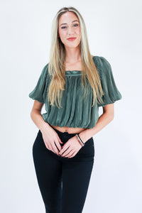 Desert Sage Pleated Top