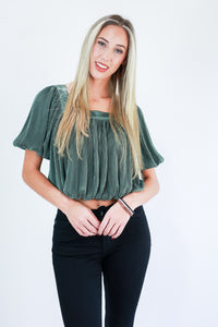 Desert Sage Pleated Top