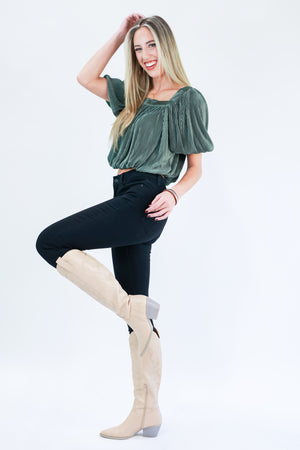 Desert Sage Pleated Top