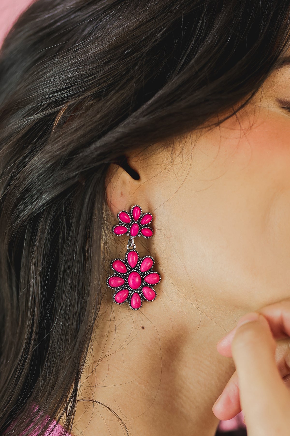 Cowgirl Queen Drop Earrings - Pink