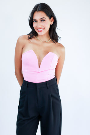 Haute Girl Strapless Bodysuit In Pink