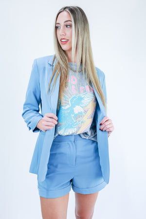 Divinely Sweet Blazer In Dusty Blue