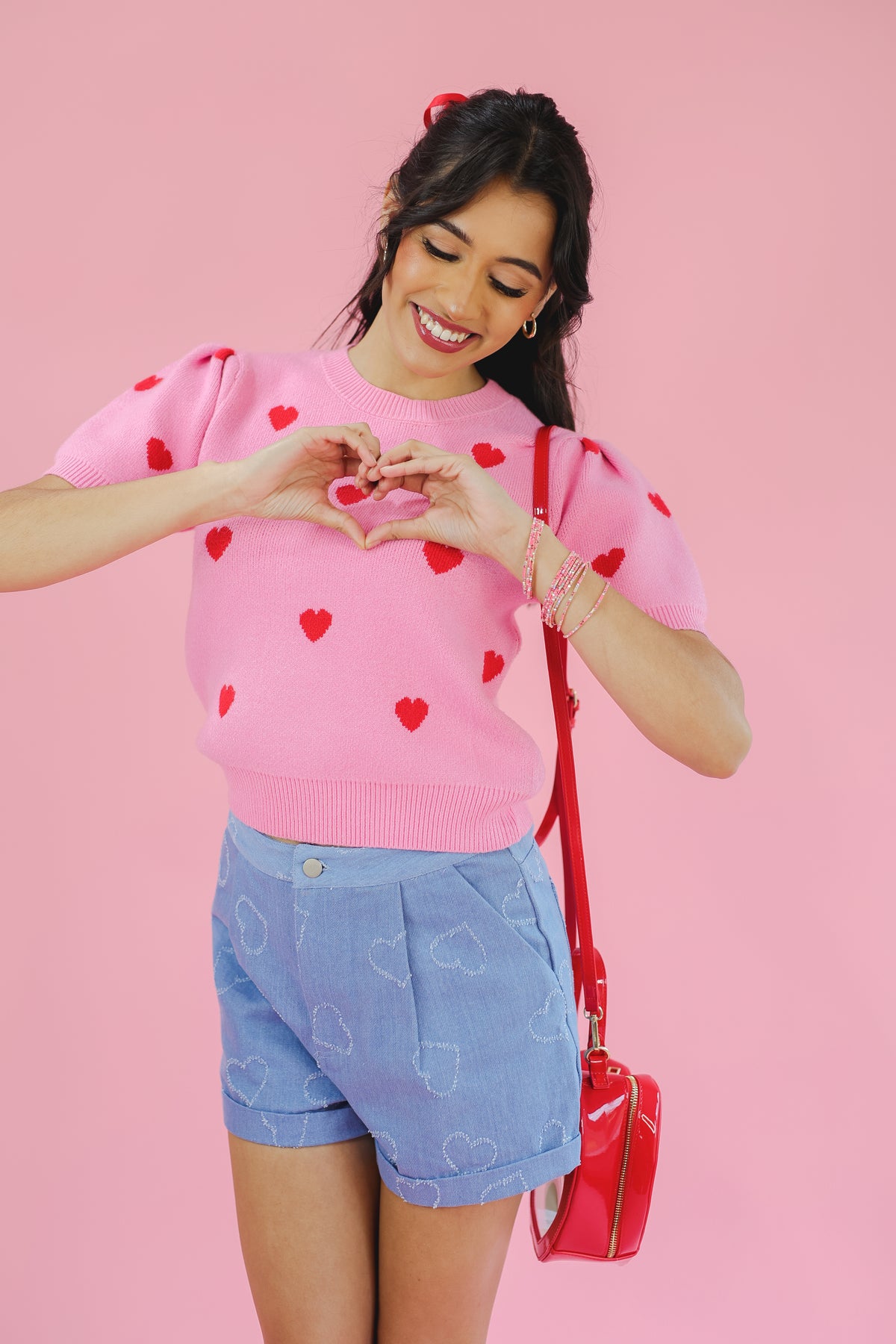 One Heart Knit Sweater - Pink