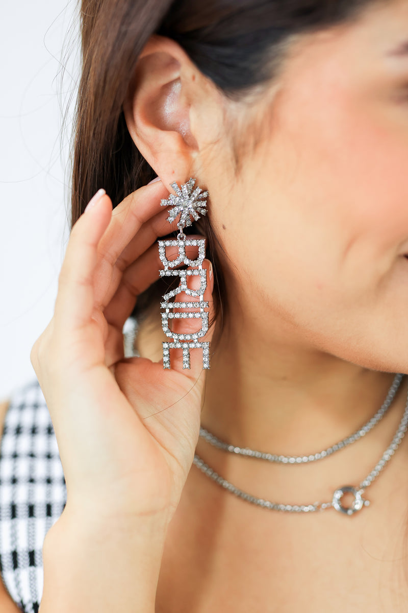 The Bride Rhinestone Earrings In Silver