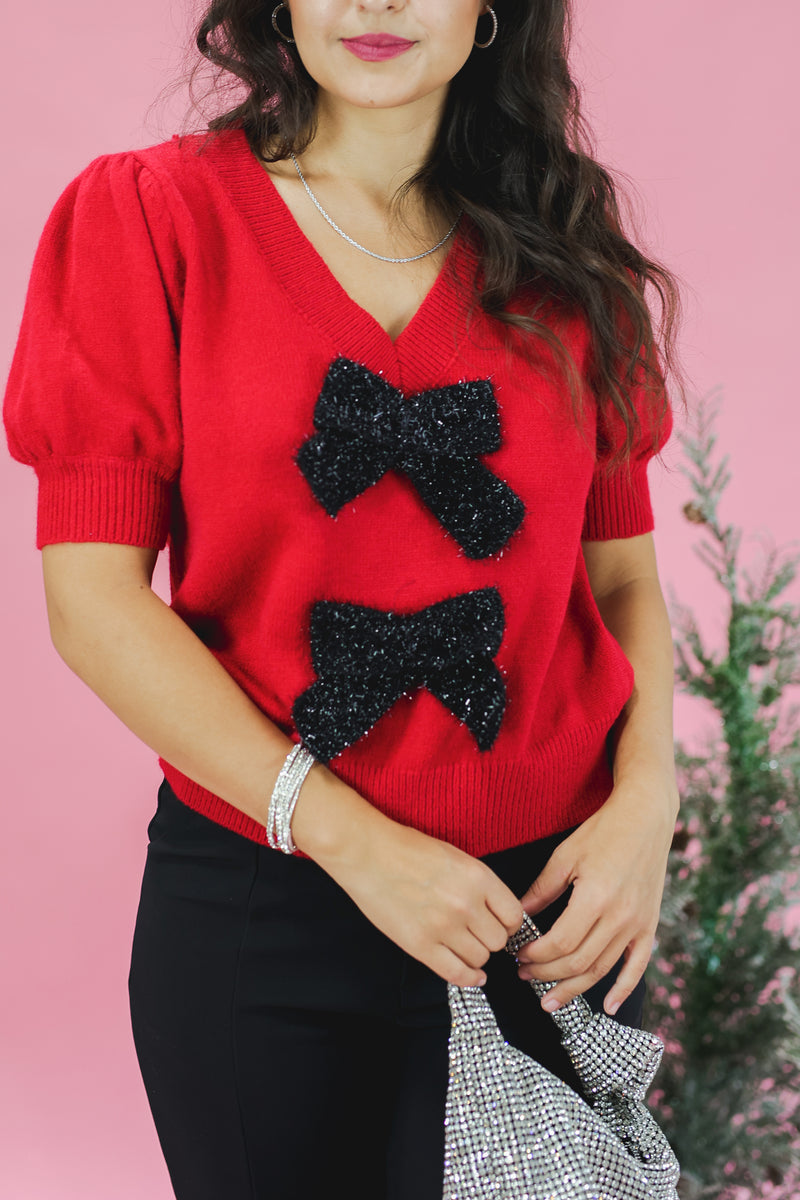 Classically Red Bow Sweater