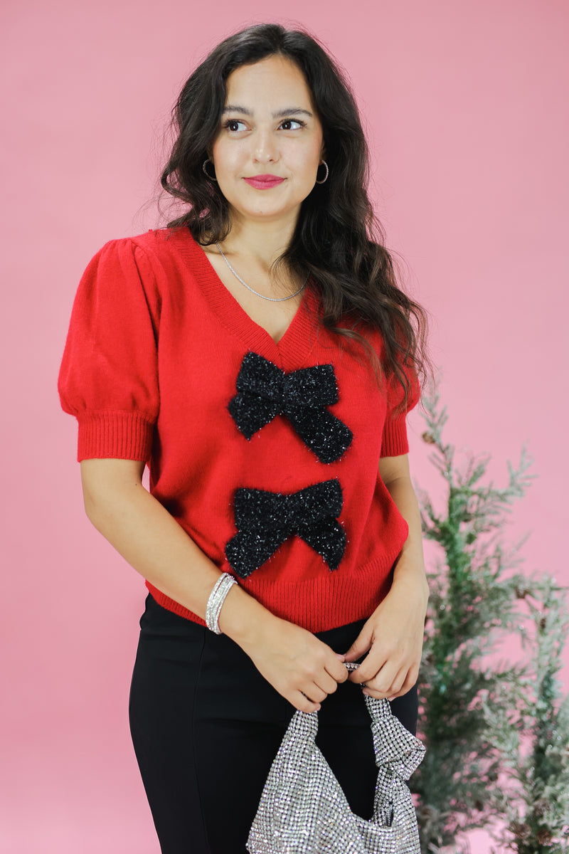 Classically Red Bow Sweater