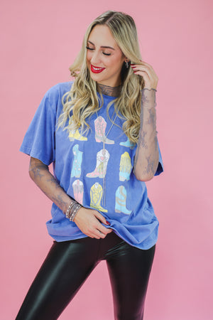 Boot Bingo Concert Tee In Blue