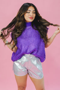 Star Moment Metallic Sweater In Purple