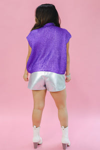 Star Moment Metallic Sweater In Purple