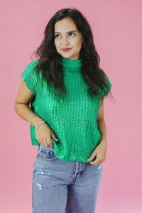 Star Moment Metallic Sweater In Green