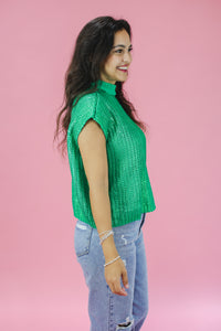 Star Moment Metallic Sweater In Green