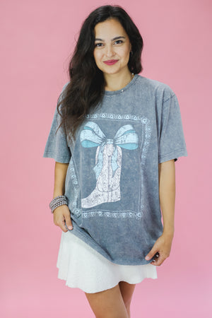 Cowboy Ribbon Tee In Denim