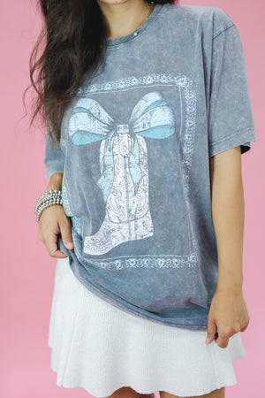 Cowboy Ribbon Tee In Denim