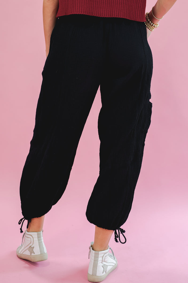 Park Stroll Gauze Jogger Pant In Black