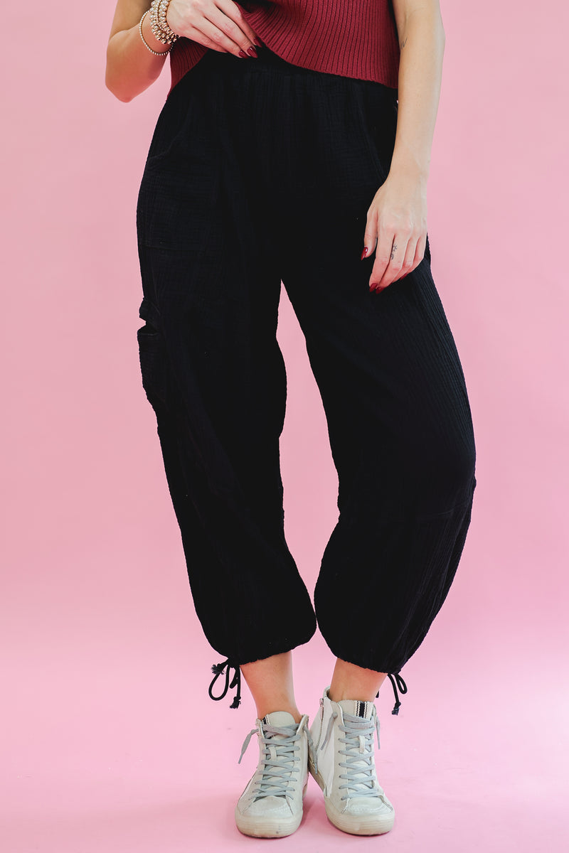 Park Stroll Gauze Jogger Pant In Black