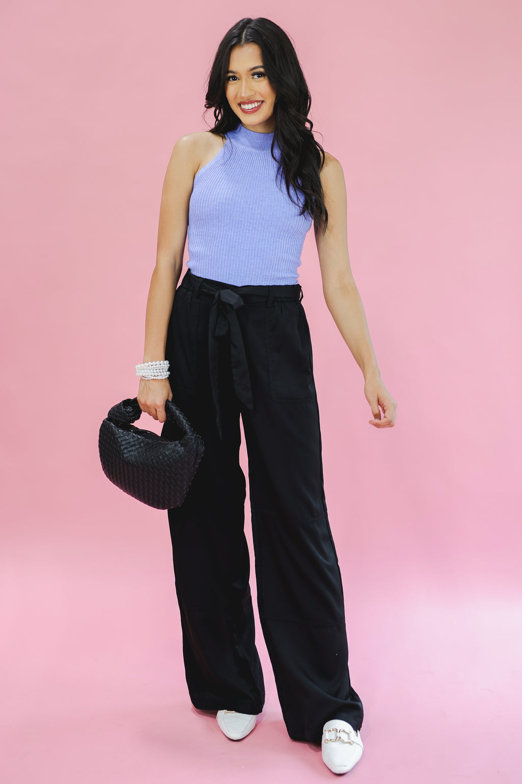 Seasonal Plans Satin Pants In Black