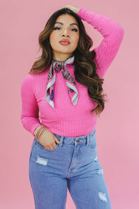 Social Cues Cable Knit Sweater In Pink