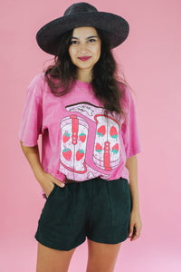 Strawberry Cowboy Tee In Pink