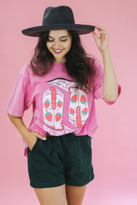 Strawberry Cowboy Tee In Pink