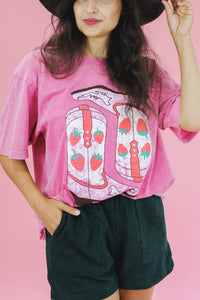 Strawberry Cowboy Tee In Pink