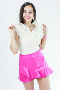 The Juliet Faux Leather Shorts In Fuchsia