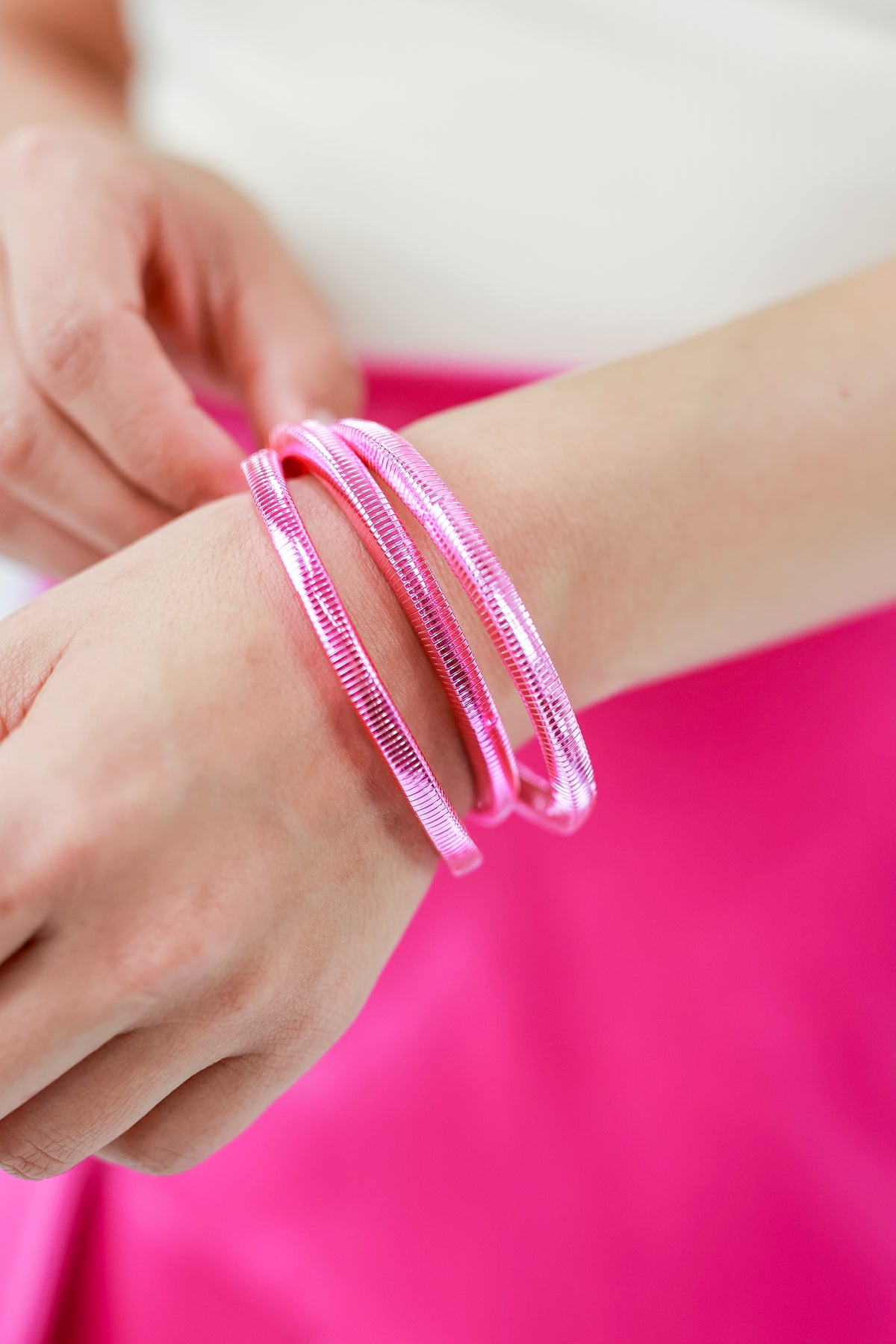 Perfectly Pink Metal Bracelet Stack