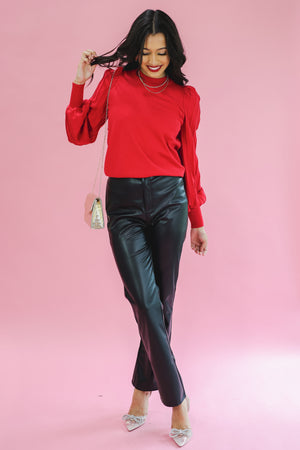 Holiday Prep Pleated Knit Sweater In Tomato