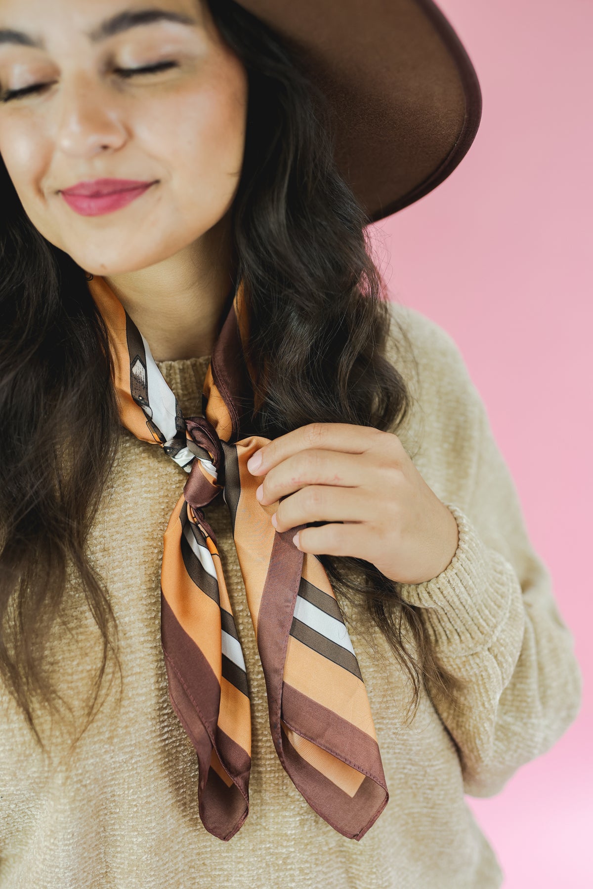 Horse Bit Satin Scarf In Brown