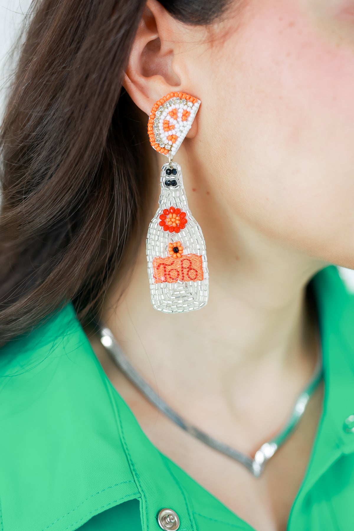 Topo Chico Earrings In Orange