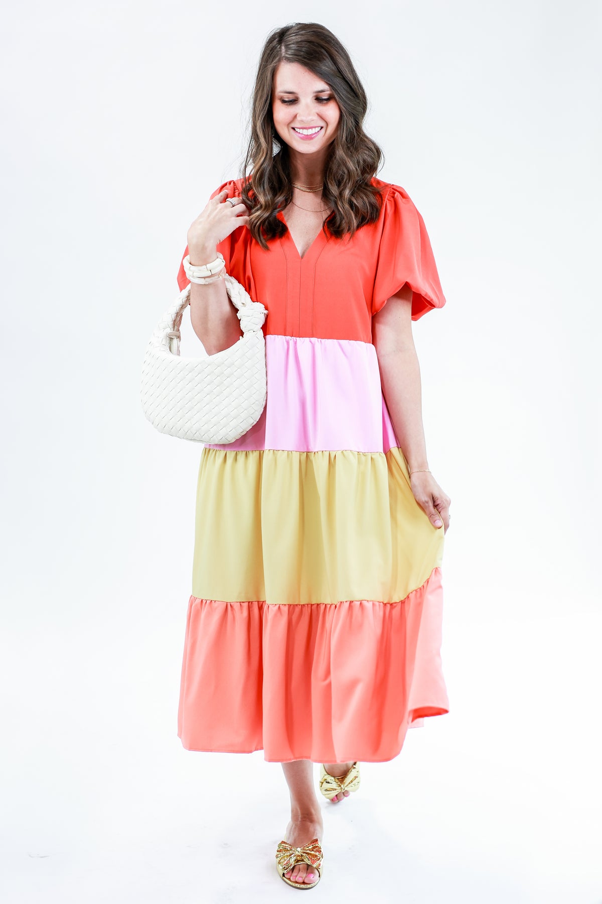 Sorbet Dreams Midi Dress In Red