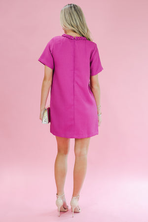 Adorably Classy Tweed Dress In Orchid