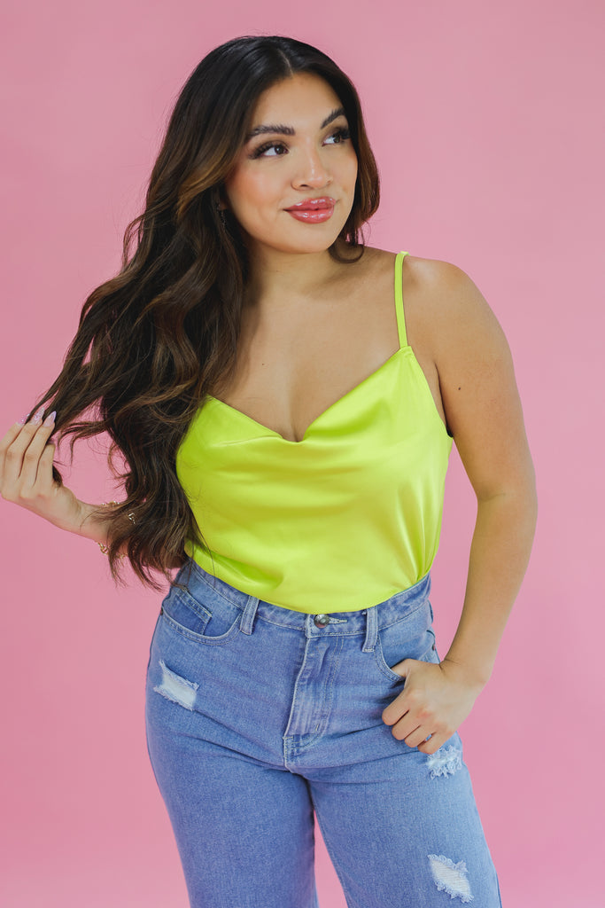 Rodeo Ready Satin Tank In Neon