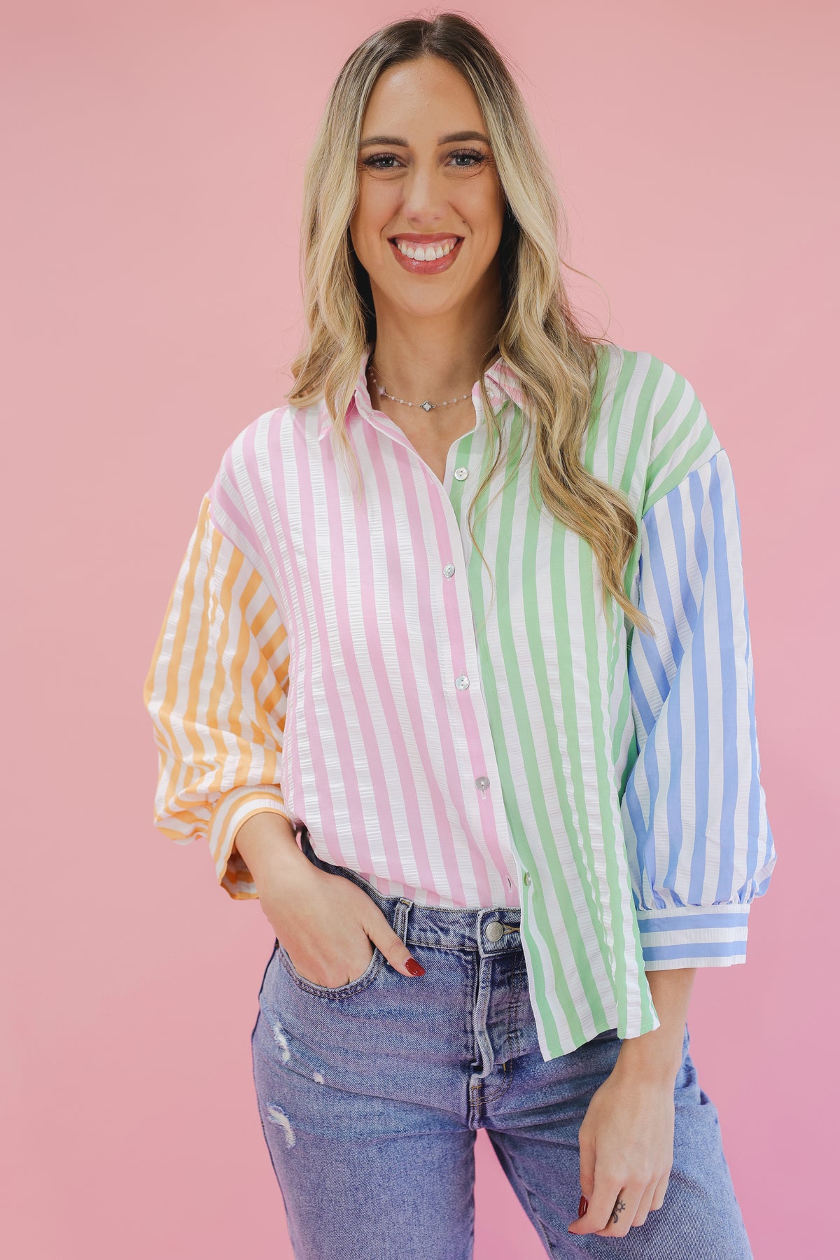 Cotton Candy Striped Top - Multi